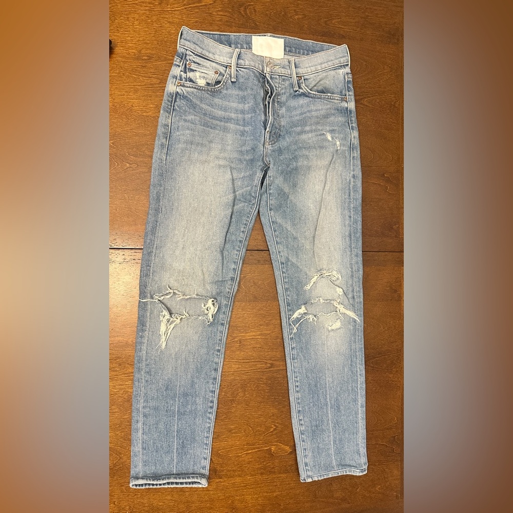 MOTHER Light Blue Distressed Jeans